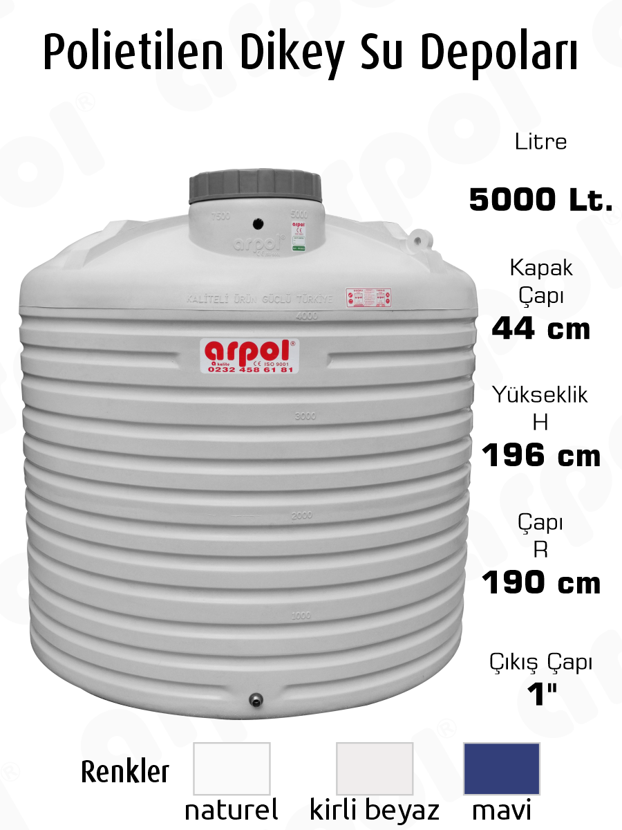 polietilen dikey su depolar� 5000 lt